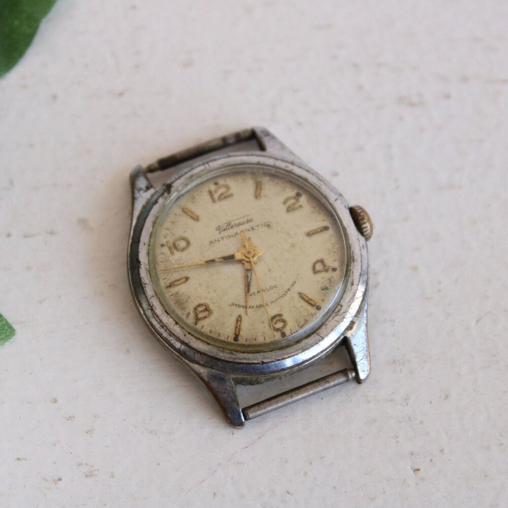 Vintage 1950s Mens Villereuse Watch, Incabloc, Antimagnetic, No Band Non Working - Picture 2 of 10